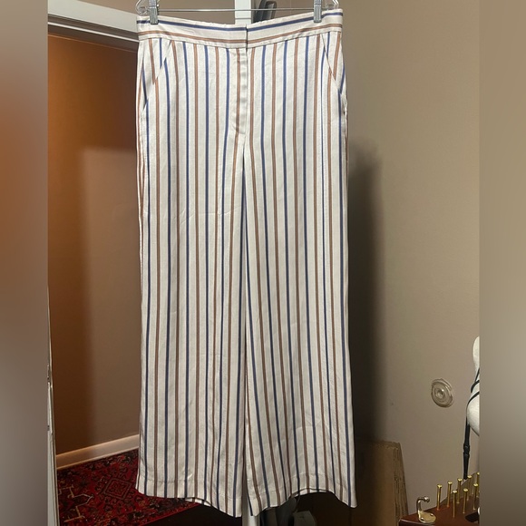 Veronica Beard Twill Grigore Striped Wide-Leg Pants Size 12 - Picture 8 of 16